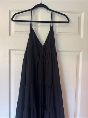 1. State Black Tiered Maxi Dress with Spaghetti Straps